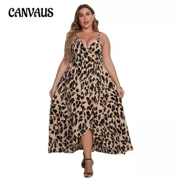 Плюс размер женское платье с лямкой на шее летние сексуальные платья с v-образным вырезом на бретельках с леопардовым принтом XL небесно-голубой