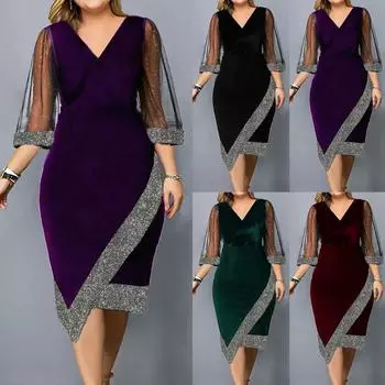 Плюс Размер Женское Прозрачное Платье Миди С Цветочной Сеткой Вечернее Коктейльное Бальное Платье 30 L чёрный