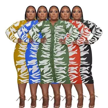 Плюс размер женское весенне-осеннее модное платье на пуговицах женское цельное платье-футляр с длинными рукавами XL жёлтый