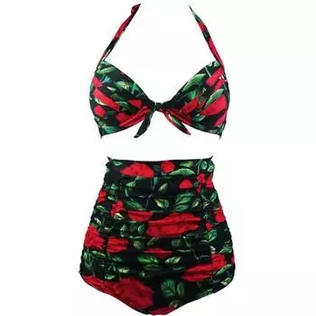 Плюс РазмерСексуальные Женские Купальники Купальники Твердые Складки Бикини С Высокой Талией Комплект Плюс Размер Купальники Купальный Костюм Biquini