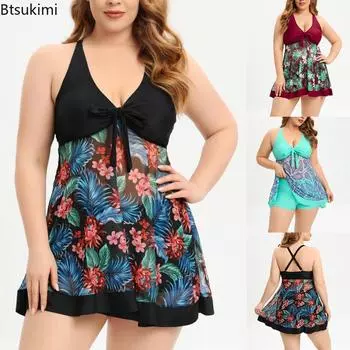 Плюс размеры 4XL 5XL сексуальные купальники женские бикини с лямкой на шее 2 шт. танкини купальники женский купальник негабаритный комплект бикини пляжная одежда L чёрный