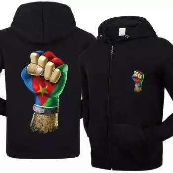 Плюс размеры флаг Эритреи Эритрейский принт куртка с капюшоном на молнии мужская мода с капюшоном свободная мужская одежда S чёрный