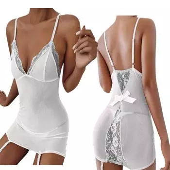 Плюс размеры S-3XL, сексуальное женское белье, одежда для сна, модная женская кружевная ночная рубашка, Babydoll, облегающая подвязка, сетчатая, эротическая, секс, ночная рубашка S Style A