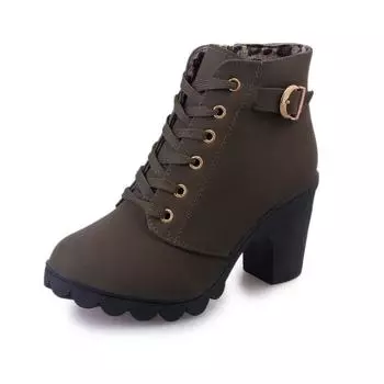 Plus Size 35-43 Winter Casual Women Pumps Warm Ankle Boots Waterproof High Heels Snow Shoes Botas Patent Botas Muje jkm8 35