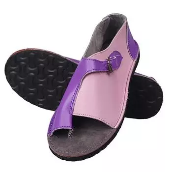Plus Size 43 Women s Sandals Buckle Strap Peep Toe Casual Female Flat Shoes Thimble Toe Cover Heel Comfortable Light Sandal 35 серый