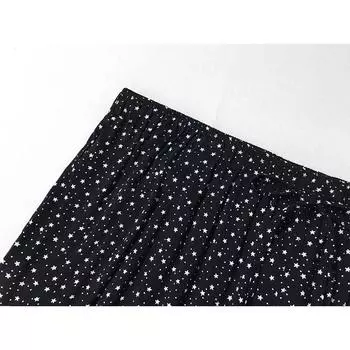 Plus Size Casual Women s Pants Soft Rayon Quilted Cropped Pants Cool Fabric Export Export Order to Japan Small white star on black background 4L code
