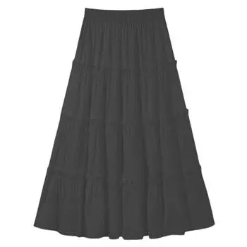 Plus Size Chubby Girl White Cake Dress Women s Spring/Summer New Arrival High Waist Slim Looking A- line Skirt Small Puffy Long Dress Black 2XL