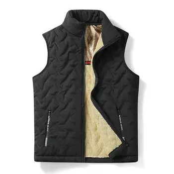 Plus Size Cotton Vest Men Plus Velvet Padded Warm Autumn and Winter Wear Vest Jacket Coat Fat Fat Guy. M