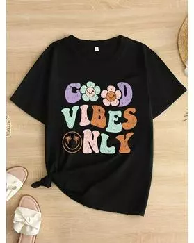 Plus Size Floral & Letter Print Casual T-Shirt, Round Neck Short Sleeves Sports Tee, Women s Activewear 1XL белый