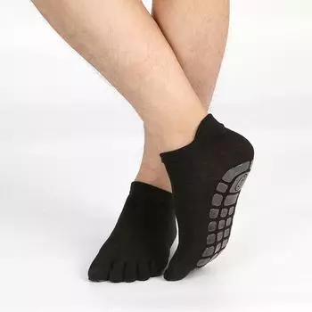 Plus Size Men and Women Yoga Socks Non Slip Professional Sports Fitness Sanda Taekwondo Supplies Floor Yoga Pure Cotton Five Fingers Black