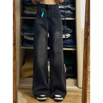 Plus Size Plus Size Ladies Straight-leg Summer Thin Slimming Pants Smoke Black XL(60.00kg -70.00kg])