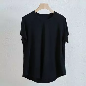 Plus Size Quick-Drying Exercise Short Sleeves Tops Women s Yoga Clothing Top Tops Workout Clothes Running Workout Pilates round Neck Short Sleeve Black L