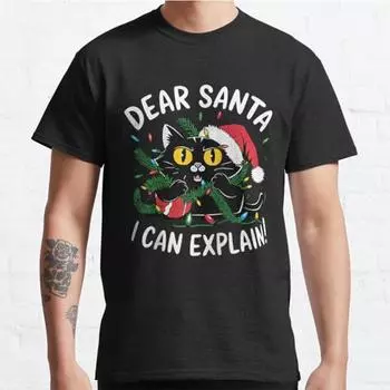 Plus Size S-3XL Dear Santa I Can Explain Printed T-shirt Men s Tops Fashion Clothes Tees S чёрный