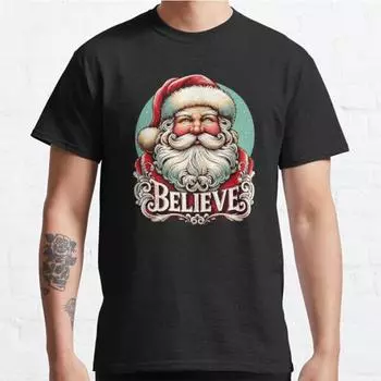 Plus Size S-3XL Groovy Vintage Santa Claus Merry Christmas Printed T-shirt Men s Tops Fashion Clothes Tees S чёрный