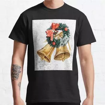 Plus Size S-3XL Merry Christmas Jingle Bell Printed T-shirt Men s Tops Fashion Clothes Tees S чёрный