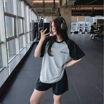Plus Size Sports T-shirt Women s Quick-Drying Breathable Blouse Running Training Workout Clothes Tops Plus Size Ladies Loose Yoga Short Sleeve Gray M