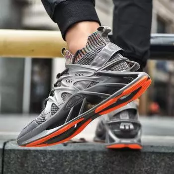 Плюс размер Trend Blade Outsole Mesh кроссовки студенческая мода бег мужская обувь 39 белый