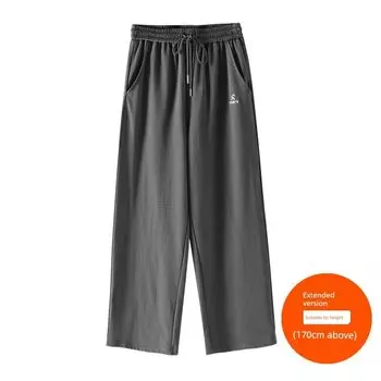 Plus size women clothing [Fashion Brand Casual Set] Chubby Girl Summer Embroidery Hood Short sleeve T-shirt Wide Leg Pants Two-piece Set Dark gray-pants (170cm above) 7xl