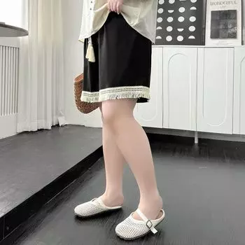 Plus size women clothing [Leg Essence Tassel Shorts] Summer Chubby Girl Loose Cover Slimming Patchwork Design Sense Shorts Night Sky Black 3XL