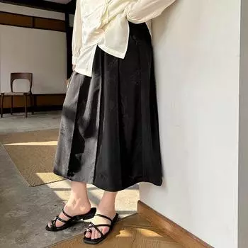 Plus size women clothing [New Chinese Dark Pattern Skirt] Elegant National Style Jacquard Summer High Waist Cover Thick Legs Slimming Skirt Black 5XL