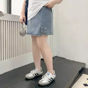 Plus size women clothing [Street Denim Short dress] Summer Chubby Girl Retro Casual High Waist 100.00kg Sheath Skirt