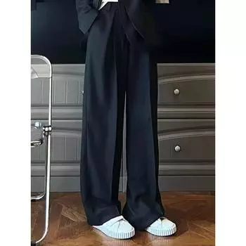 Plus size women clothing Suit Wide-Leg Pants Two-piece Set 2024 Autumn clothes Chubby Girl Professional Suit Suit trousers Set Loose Slimming One Piece Pants 4XL [Suggested 87.50 kg-97.50 kg]]
