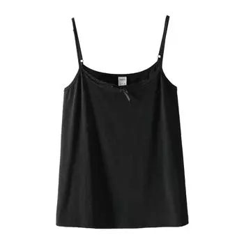 Plus size women clothing [Sweet and Spicy Beautiful Vest] Summer New Lace Bow Design Inner wear Base Small Sling