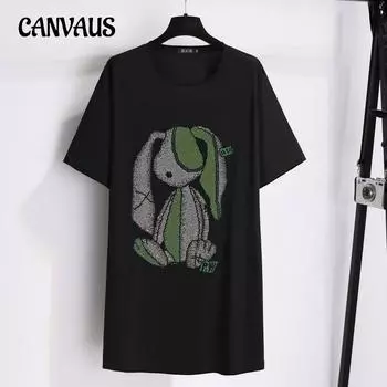 Плюс Размер Женское Платье Средней Длины С Короткими Рукавами Свободное Платье-Футболка Tide XL