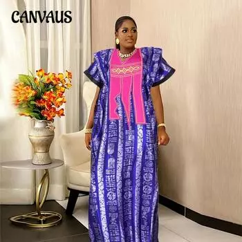 Плюс Размер Женщин Новое Модное Платье Макси С Принтом One Size синий