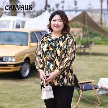 Плюс Размер Женщин Новый Свободный Утягивающий Шнуровка Рукав Девять Точек Модный Шифоновый Топ 2XL