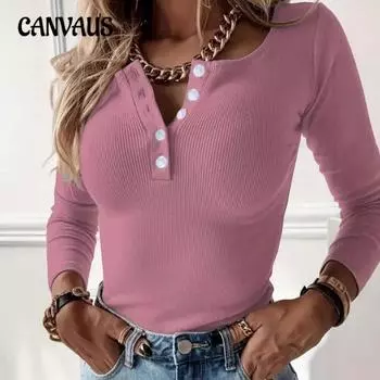 Плюс Размер Женский Новый Однотонный Базовый Модный Повседневный Универсальный Топ С Длинным Рукавом 1XL чёрный