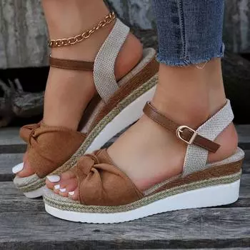 Plus Size Women s Sandals 2024 New Summer Fashion Buckle Peep Toe Platform Wedge Sandals Outdoor Beach Sandals Sandalias Mujer 36 чёрный