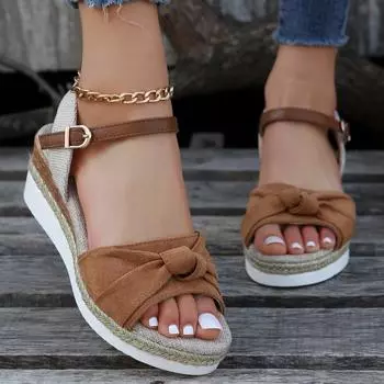 Plus Size Women s Sandals 2024 New Summer Fashion Buckle Peep Toe Platform Wedge Sandals Outdoor Beach Sandals Sandalias Mujer 36 чёрный