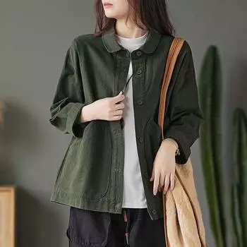 Plus Size Women s Spring Autumn Solid Colour Simple Versatile Button Models Single-breasted Lapel Loose Casual Blouse 3XL