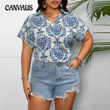Plus Size Women s Summer Color Temperament Holiday Short Sleeved V Neck Shirt 1XL