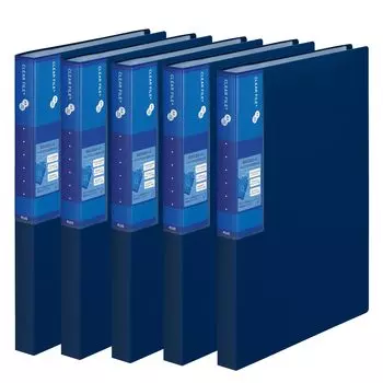 Plus Super Economy Clear File A4 40 Pockets Navy 5 Book Set +