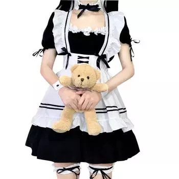 Plus Szie Lolita Cute Maid Costume Lolita Suit Dress Anime Costume XXXXL чёрный