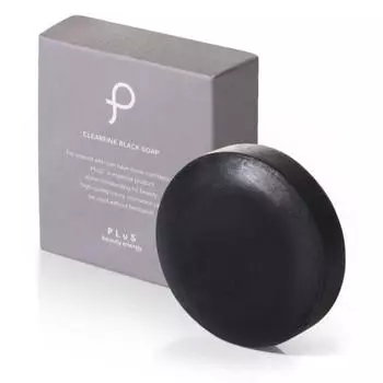 PLuS Угольное очищающее мыло для лица Очищающее средство для лица (90 г / Рамка Замешанная Твердая) Прозрачное мелкодисперсное черное мыло-пена для ухода за порами, заглушка для черных точек, сделано в Японии