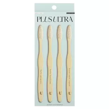 Plus Ultra, зубная щетка из бамбука, для взрослых, мягкая, 4 шт. в упаковке