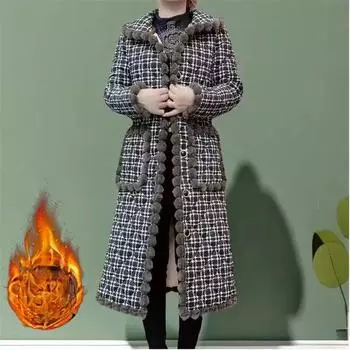 Plus Velvet Long Fashion Padded Jacket Women s Thickened Middle-aged Padded Jacket Winter Warm Padded Jacket 6XL