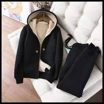 Plus Velvet Thick Sweater Women s Trendy Autumn and Winter Hooded Suit Women s Winter Casual Sports Two-piece Suit XXXXL
