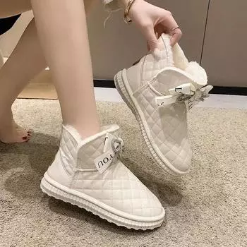Plus Warm Chunky Women s Snow Boots Platform Winter 2024 Ladies Shoes Spring Autumn On Promotion Chic and Elegant Large Size Pu 36