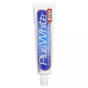Plus White, Экстра отбеливающая, фторидная зубная паста против кариеса, мята, 100 г (3,5 унции)