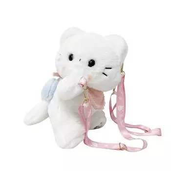 Plush Angel Kitten Backpack Wings And Bow Design For Convenient And Style Daily