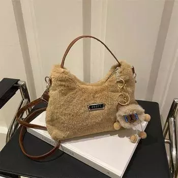 Plush bag women s winter 2025 handbag fashion versatile super fire shoulder messenger bag