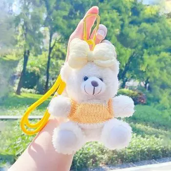 Plush Bear Bow Toy Cartoon Animal Doll Keychain Backpack Pendant Gift Holiday