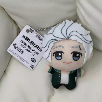 Plush Breaker Wind Keychain Cute Cartoon Girl Backpack Decorative Pendant Gift White