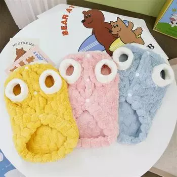 Plush Cat Puppy Button Jacket with Buckle Warm Winter Pet Clothes Cartoon Bear Print Kitten Coat Sphynx Clothing ropa para gato S жёлтый