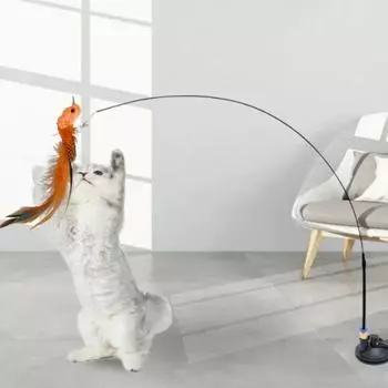 Plush Cat Teaser Stick Replacement Head Cat Teaser Stick Interactive Cat Toy Self Happy K