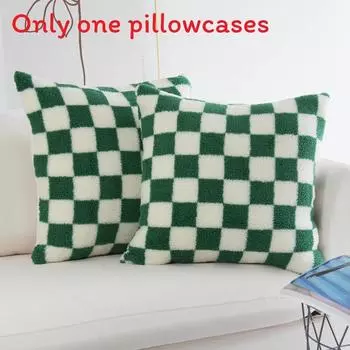Plush Chessboard Pattern Pillowcase Car Home Living Room Sofa Bedroom Cushion StyleB
